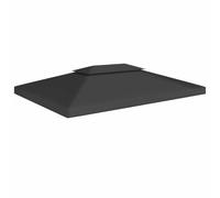 LoogCape Gazebo Roof Tarpaulin with Chimney Flue 310 g/m² 4 x 3 m Black Waterproof Weatherproof UV-Resistant Protective Cover for Garden Balcony Patio Outdoor Camping