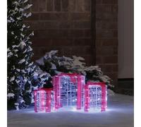 LoogCape Gift Box Decoration Set of 3 Cool White Acrylic with LED Lights for Festive Christmas, Elegant, Durable, Versatile, Ideal for Living Rooms, Offices, Festive Decorations, Energy Saving