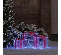 LoogCape Gift Box with 60 LEDs Blue 20 x 20 x 20 cm Acrylic Christmas Decoration Festive Lighting Modern Decoration for Indoor Creative Holiday Design