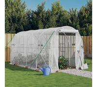 LoogCape Greenhouse White 8 m² 4 x 2 x 2 m with Steel Frame, Weatherproof, UV-Resistant PE Cover, for Vegetables, Herbs, Tomatoes, Balcony, Patio, Robust Propagation House for Outdoor Garden