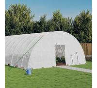 LoogCape Greenhouse with Steel Frame, White, 132 m², 22 x 6 x 2.85 m, Weatherproof Protective House for Vegetables, Herbs, Flowers, Raised Bed, Walk-In, with Ventilation, Window, Door, Ideal for