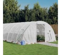 LoogCape Greenhouse with Steel Frame, White, 32 m², 8 x 4 x 2 m, for Plant Growing, Vegetables, Herbs, Flowers, Tomatoes, Cucumbers, with Ventilation, Weatherproof, Walk-In, Robust, Outdoor