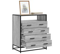 LoogCape Grey Sonoma Drawer Cabinet 70 x 41 x 83.5 cm Wood Material Metal Frame Storage Space Living Room Bedroom Hallway Lots of Storage Space