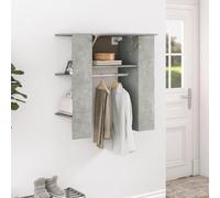 LoogCape Hallway Cabinet Concrete Grey 97.5 x 37 x 99 cm Wood Material Wall Mounted Storage Wardrobe with Clothes Rail and Compartment for Hallway Living Room Bedroom Kitchen