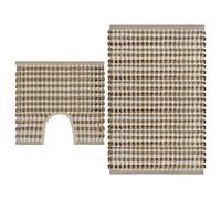LoogCape Hand Woven Bath Mat Set with Jute and Polyester Natural and White Durable Non-Slip Absorbent Washable Quick Drying for Bathroom, Shower and Bathtub