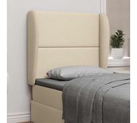 LoogCape Headboard Ear Cream 80 x 23 x 6 cm Fabric Modern Design Durable Sturdy Wooden Frame Soft Padded Easy Care for Bedroom Double Bed Box Spring Bed