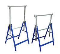 LoogCape Height Adjustable Scaffolding Trestles, Set of 2, Steel, Foldable and Rollable for DIY, Renovation, Construction, Sturdy Platform, Load Capacity 150 kg