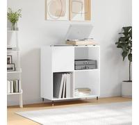LoogCape High-Gloss White Record Cabinet 84.5 x 38 x 89 cm Wood Material with Sturdy Iron Legs, Spacious Storage Space for LP Records, TV Lowboard, Media and Hi-Fi Rack for Living Room and Office