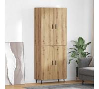 LoogCape High Quality 2-Piece Artisan Oak Highboard 69.5 x 34 x 180 cm Wood Material with Lots of Storage Space, 4 Shelves, 4 Doors, Sturdy Iron Handles for Living Room, Dining Room, Hallway, Office