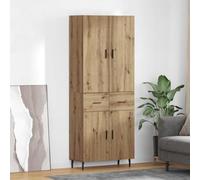 LoogCape High Quality Artisan Oak Highboard 2-Piece with 4 Doors 3 Shelves and 2 Drawers for Living Room Dining Room Hallway Office Durable Wood Material Modern Design Versatile Storage Space