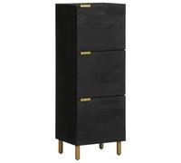 LoogCape High-quality black highboard 40 x 33 x 110 cm, wood material with sturdy metal feet, practical handles and generous top plate for stylish storage space in the living room or bedroom