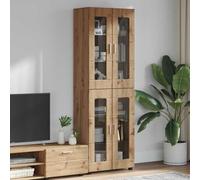 LoogCape High-quality Florin highboard, 60 x 35 x 182 cm, made of robust wood material with 4 doors and 6 shelves for modern living room, home office or bedroom, space-saving storage solution