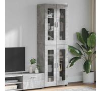 LoogCape High Quality Florin Highboard Concrete Grey 60 x 35 x 182 cm Wood Material Modern Design with Storage Space for Living Room, Home Office and Bedroom, Durable, Easy to Clean