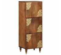 LoogCape High Quality Highboard with Shelf, Brown, 40 x 33 x 110 cm, Solid Mango Wood for Living Room, Dining Room, Modern Design, Storage Space Decor