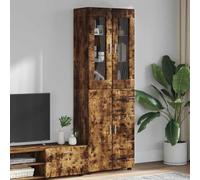 LoogCape High Quality Highboard with Shelf Florin Smoked Oak 60 x 35 x 182 cm for Modern Living Rooms and Home Offices, Durable, with Lots of Storage Space, 4 Hinged Doors, 6 Board Shelves