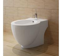 LoogCape High Quality White Ceramic Bidet Stand for Toilet Toilet Shower Attachment with Vertical Water Drainage Suitable for Intimate Care and Hygiene