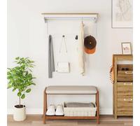 LoogCape HILL White and Honey Brown Coat Stand 90 x 35 x 41.5 cm Solid Pine Wood with Shelf Space Saving Durable Modern Design Ideal for Jackets, Shirts, Trousers