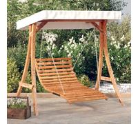 LoogCape Hollywood Swing with Roof Made of Solid Wood Spruce Teak Finish Garden Lounger with Sun Protection for Patio Balcony Porch Relaxing Furniture Weatherproof