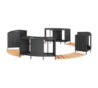 LoogCape Hot Tub Surround Black Poly Rattan and Solid Acacia Wood for Pool and Spa Weatherproof Storage Modular Design Easy Cleaning Durable Includes Step Protective Cover