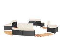 LoogCape Hot Tub Surround Black Poly Rattan and Solid Acacia Wood for Pool Spa and Whirlpool with Weatherproof Care Includes Cover, Filter, Pump, Ladder and Accessories