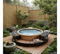 LoogCape Hot Tub Surround Black Poly Rattan with Integrated Storage for Pool, Spa, Jacuzzi and Hottub, Weatherproof Design, Durable Steel Frame and Tropical Eucalyptus Hardwood