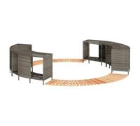 LoogCape Hot Tub Surround Grey Poly Rattan and Solid Acacia Wood for Pool and Spa, Weather Resistant, Durable, with Storage Space, Modular 78/112 x 45 x 55 cm, Includes Step Step, Easy Cleaning