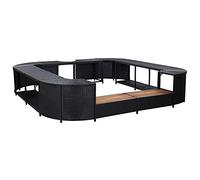 LoogCape Hot Tub Surround Square Black 268 x 268 x 55 cm Poly Rattan with Wooden Steps for Spa, Jacuzzi, Hottub, Water Pool, Durable Accessories, Weatherproof, Easy Assembly, Modern Design