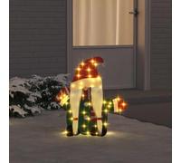 LoogCape Illuminated Gnome with 60 LEDs Warm White 71 x 64 cm Lame Fabric Christmas Figure Indoor Outdoor Decoration Gift Festive