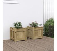 LoogCape Impregnated Pine Wood Garden Planters, 2-Pack Outdoor Raised Garden Bed Kit, Durable Square Elevated Planter Box for Vegetables, Flowers, Patio, Balcony, 31x31x31 cm