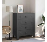 LoogCape Industrial Metal Drawer Cabinet 78 x 40 x 93 cm Black with 4 Large Drawers for Storage and Storage in Living Room Bedroom Hallway