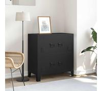 LoogCape Industrial Storage Cabinet Black 75 x 40 x 80 cm Steel with 4 Doors, Ventilation Slots, Name Plates, Shelf, Space-Saving, Durable, Suitable for Bedroom, Living Room