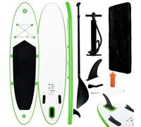 LoogCape Inflatable SUP Board Set in Green White with Paddle, Backpack, Leash and Accessories for Water Sports, Surfing, Yoga, Kayak, Touring, All-Round for Adults and Children