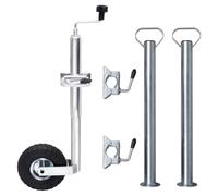 LoogCape Jockey Wheel 48mm Galvanised Steel with 2 Support Tubes and 3 Clamps for Trailers, Caravans, Boxes, Low Loaders, Uploaders, Transport, Loads, Moving Bike, Motorcycle, Camping, Garden