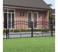 LoogCape KAMPEN Garden Gate with Spear Tip Black 302 x 100 cm Powder Coated Steel Durable Fence Gate for Garden, Yard, Entrance, Privacy Screen, Galvanised, Safe, Robust, Easy to Assemble