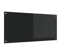 LoogCape Kitchen Splashback, Black, 110 x 50 cm, Tempered Glass, Heat Resistant, Dishwasher Safe for Modern Kitchens, Protection Against Splashes and Heat Damage, Easy Assembly, Durable Design