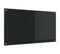 LoogCape Kitchen Splashback, Black, 110 x 60 cm, Tempered Glass, Heat Resistant, Dishwasher Safe for Modern Kitchens, Easy Assembly, Protection Against Splashes and Heat Damage Indoors