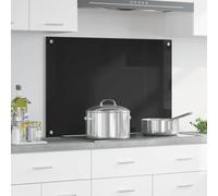 LoogCape Kitchen Splashback Black 90 x 60 cm Tempered Glass Durable Heat Resistant for Modern Kitchens Dishwasher Safe Easy Cleaning Heavy Duty Accessories