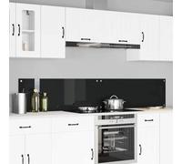 LoogCape Kitchen Splashback, Pack of 2, Black, 110 x 40 cm, Tempered Glass, Heat Resistant for Indoor Kitchens, Splash Protection, Modern Design, Easy Assembly, Durable Accessories for Cooking and