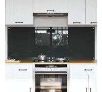 LoogCape Kitchen Splashback, Pack of 2, Dark Grey, 80 x 60 cm, Tempered Glass, Heat Resistant, Dishwasher Safe, For Modern Kitchens, Protects Against Splashes and Heat Damage, Easy Assembly, Durable