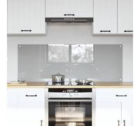 LoogCape Kitchen Splashback, Set of 2, Light Grey, 70 x 50 cm, Tempered Glass, Heat Resistant, Dishwasher Safe for Modern Kitchens, Protection Against Splashes, Heat, Easy Assembly, Durable Design