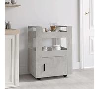 LoogCape Kitchen Trolley Concrete Grey 60 x 45 x 80 cm Wood Material with 2 Shelves, 1 Compartment, Wheels, Versatile Serving Trolley, Side Trolley, Rolling Shelf, Storage Space for Kitchen, Dining
