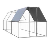 LoogCape Large Galvanised Steel Chicken Cage 2 x 6 x 2 m with Waterproof Polyethylene Roof Lock for Chickens, Ducks, Small Animals, Aviary, Outdoor, Robust and Expandable