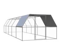LoogCape Large Outdoor Chicken Enclosure 3 x 10 x 2 m Galvanised Steel with Waterproof Polyethyl Roof and Lock Suitable for Chickens Ducks Small Animals Birds