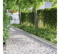 LoogCape Lawn Edging Pack of 10 Silver Stainless Steel 103 x 0.05 x 22 cm Garden Beds Border Path Limiter Root Barrier Plug-In System Weatherproof