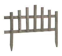 LoogCape Lawn Edging Pack of 10 Solid Fir Wood with Grey Water-based Painting, Flexible Plug-In Systems, Weatherproof and Durable, Ideal for Flower Bed Borders, Path Boundaries and Garden Edging