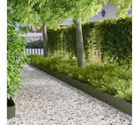 LoogCape Lawn Edging Pack of 20 103 x 20 cm Steel in Olive Green Weatherproof Flower Bed Border Flexible Plug-In Systems for Garden Paths Lawn Edging and Root Barriers