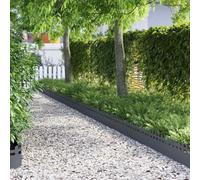 LoogCape Lawn Edging Pack of 30 Anthracite Steel 103 x 0.05 x 22 cm Garden Bed Edging Path Boundary Flexible Plug-In Systems Weatherproof Durable for Modern and Classic Outdoor Areas
