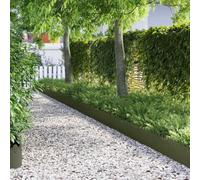 LoogCape Lawn Edging Pack of 30 Olive Green Steel 103 x 0.05 x 22 cm Weatherproof Durable Robust for Flower Bed Edging and Path Limiting in the Garden, Flexible Plug-In Systems, Stable Root Barrier