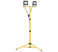 LoogCape LED Floodlight with Tripod 2 x 30 W Warm White for Construction Sites, Outdoor and DIY, Height Adjustable, Weatherproof, Energy Saving, with 3 m Cable, Ideal for Garden, Yard