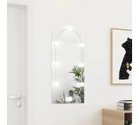 LoogCape LED Illuminated Mirror 90 x 45 cm, Arched Glass Wall Mirror with USB Connection, Warm White Cool White for Hallway, Bathroom, Bedroom Decoration, 8 LED Bulbs